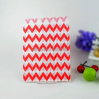 

100pcs Mixed Colors Birthday Christmas Gift Favor Buffet Red Paper Party Candy Treat Bags Thin Chevron