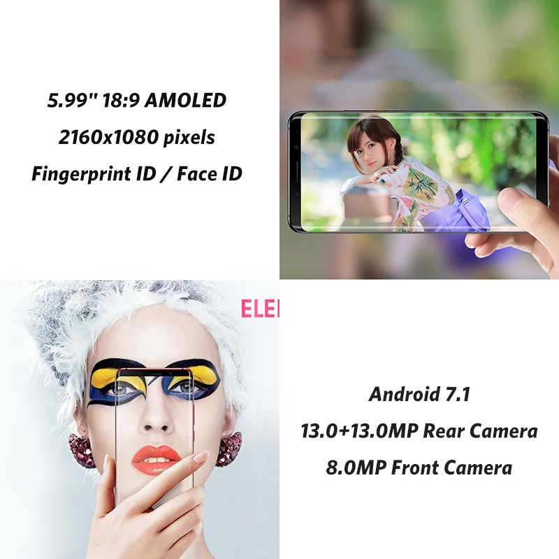 Elephone U 5 99 &quot18:9 экран мобильный телефон Android 7 1 MT6763 Восьмиядерный 6 ГБ + 128G лицо ID 13