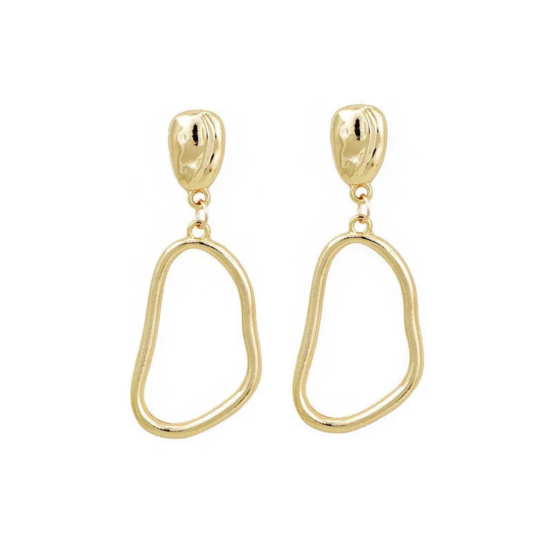 

1pair Personality Irregular Geometry Hollowed Drop Earring For Women European Simple Gold Color Dangle Earring Jewelry E721