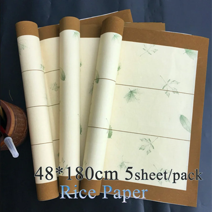 48*180 см Archaistic Китайская рисовая бумага для живопись, каллиграфия кленовые листья шаблон xuan Бумага Живопись поставка