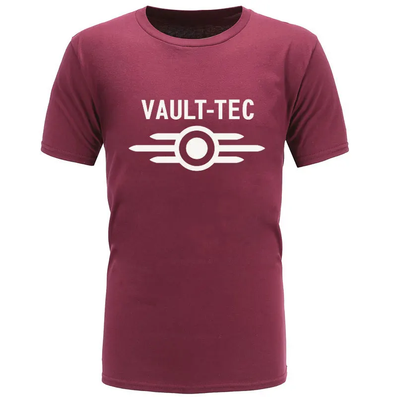 Новые летние футболки с логотипом vedle Tec для игр и видеоигр Fallout 2 3 4, мужские классические повседневные хлопковые футболки homme - Цвет: Red wine