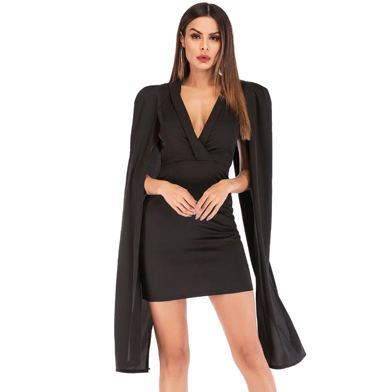 cape sleeve mini dress