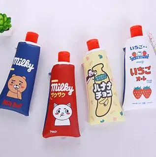 

20PC Kawaii Simulation toothpaste PU Leather large capacity Pencil Case Stationery pencil bag with Pencil sharpener Supply bag