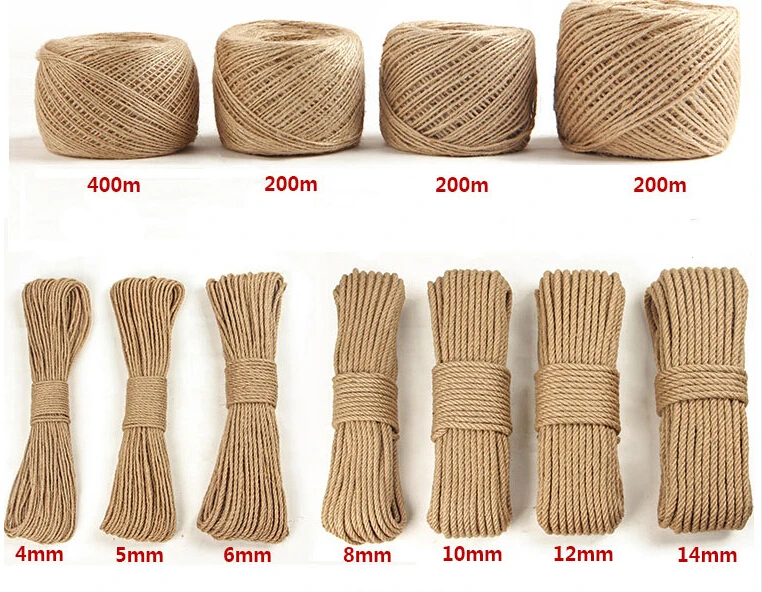 50 mater/lot 5mm Natural Hemp Rope packaging jute rope for craft