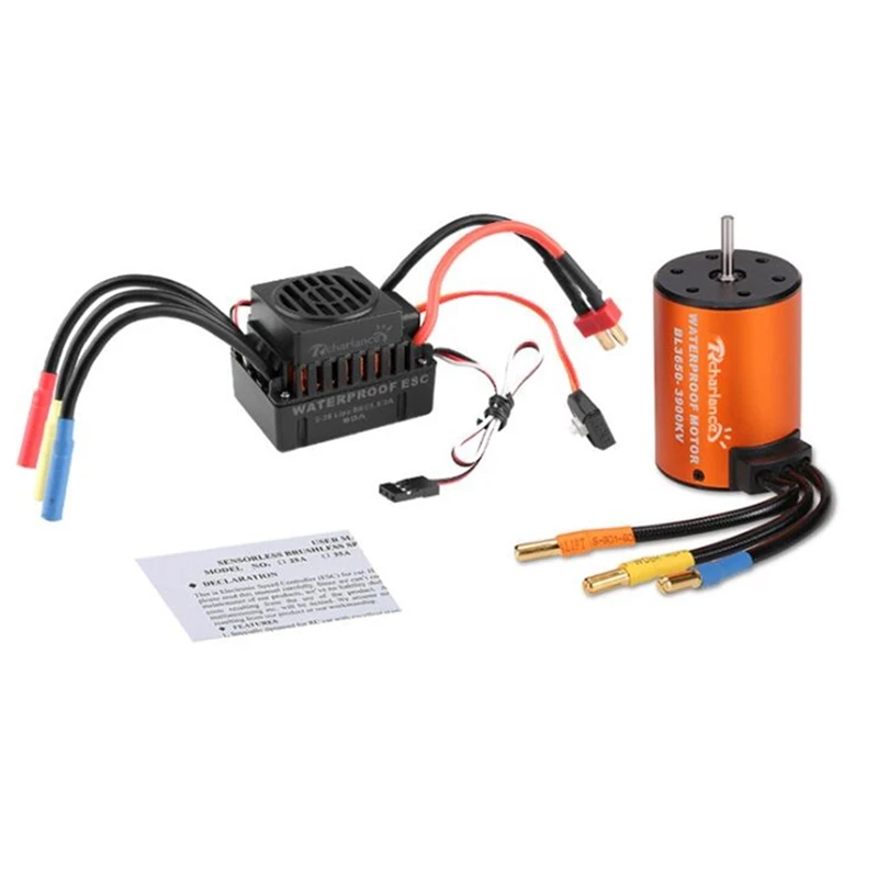 

T3650 3900KV Brushless Motor +60A Waterproof Brushless ESC Set for 1:10 RC Car