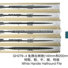 Горячая Распродажа, 200 мм, 12 шт./комплект, GH279-4, белая полукруглая ручка, напильники, набор золотых инструментов, ювелирные инструменты и машины, ювелирные напильники