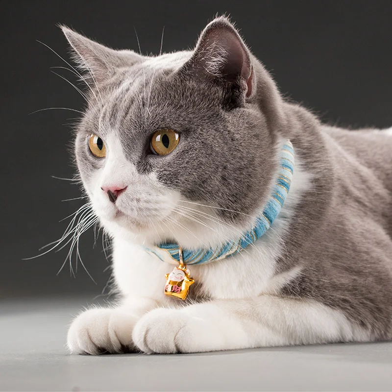 

Handmade Adjustable Dog Cat Collar Printed Necktie Necklace With Bell for Cats Puppy Kitten Pet Cat Accessories