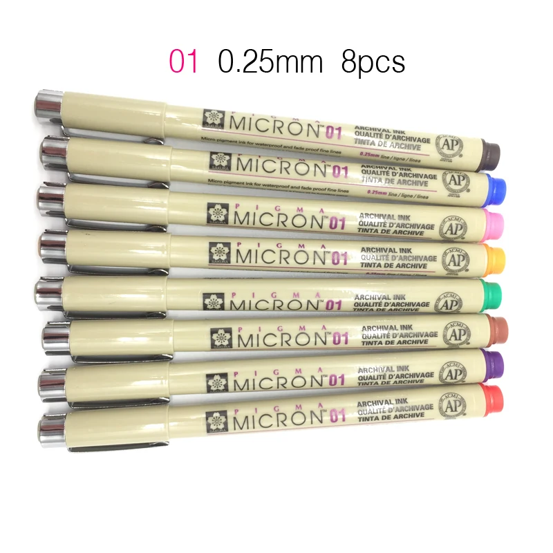 SAKURA Pigma Micron Liner Pen Набор из 8/14 цветов s 0,25 мм 0,45 мм цветной Fineliner рисунок линии маркер ручка студенческие товары для рукоделия - Цвет: 01 set of 8colors