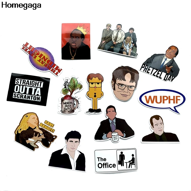 

Homegaga 62pcs The office tv show kids Funny 90s print notebook phone luggage laptop bicycle scrapbooking decal stickers D2061