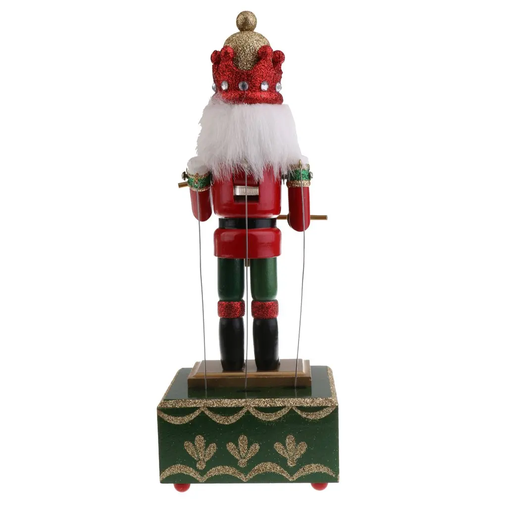 Caixa de Música Natal para a Criança da Família 32cm de Madeira Nutcracker Boneca Estatueta Collectible Ornamento Casa Decoração Brinquedos Presente Amigo 3 Boneca colecionável de madeira quebra-nozes 32cm, caixa