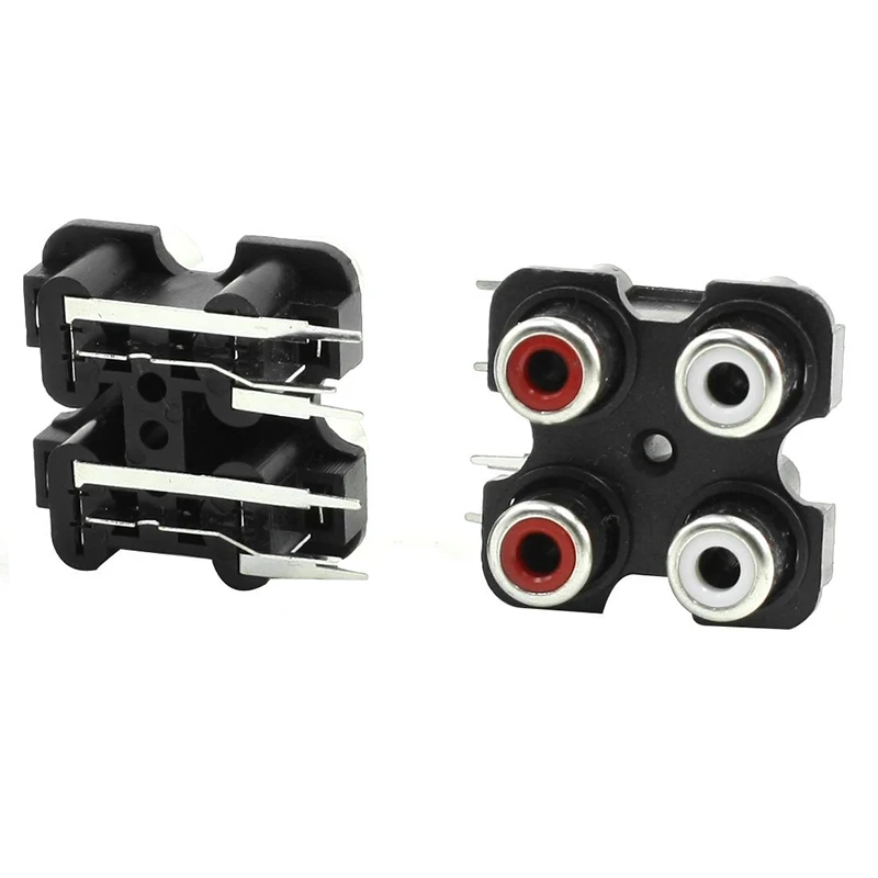

2 Pcs PCB Mount A/V Concentric Outlet 4RCA Female Jack Socket