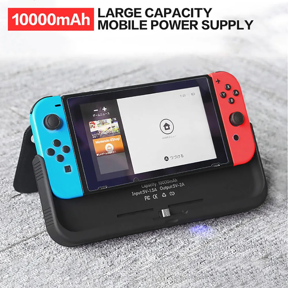 Billig 10000 mAh Batterie Ladegerät Fall Für Nintend Schalter NS Luxus Leder Fall Halter Stehen Abdeckung Für Nintendo Schalter Power Bank fall