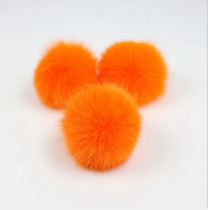 

8cm POMPOM key chain real fox fur phone accessories rubber band colorful ball Fluffy rubber band custom pendant Kc95183