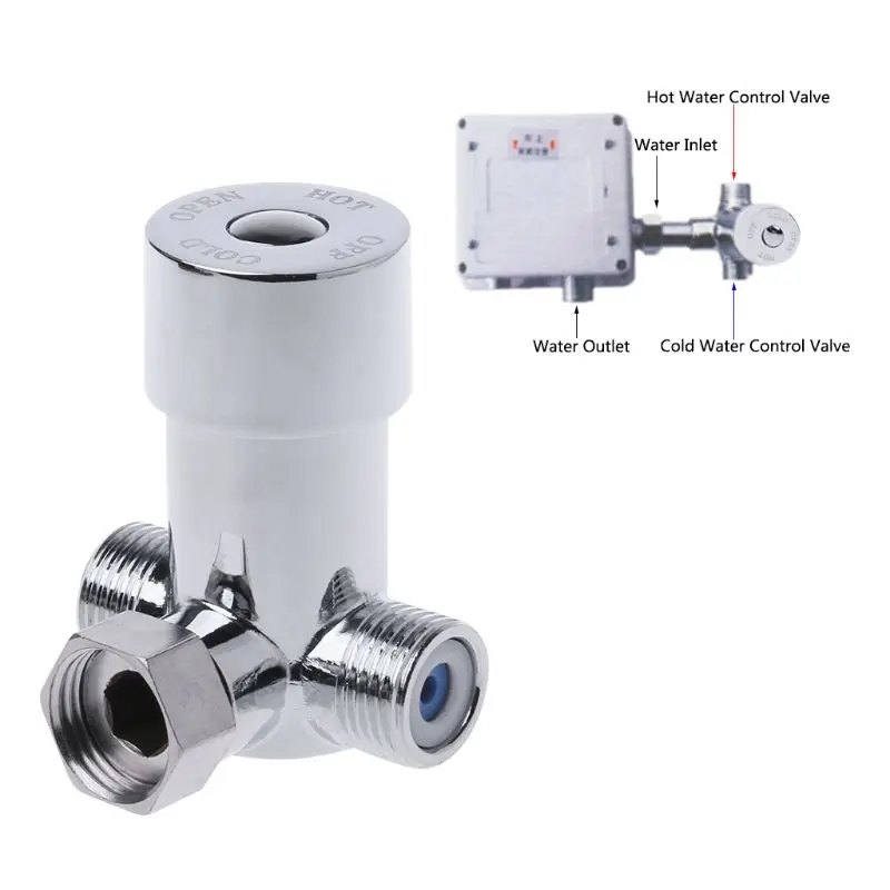 

G1/2" Hot & Cold Water Mixing Valve Thermostatic Mixer Two In & One Out