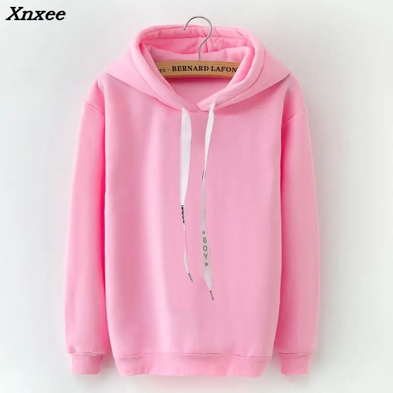 

2018 Women's Tops Casual Solid Color Fashion Multi-color Multi-Code Loose Coat Harajuku Style Women Hooded Sweatshirt tide XXXL