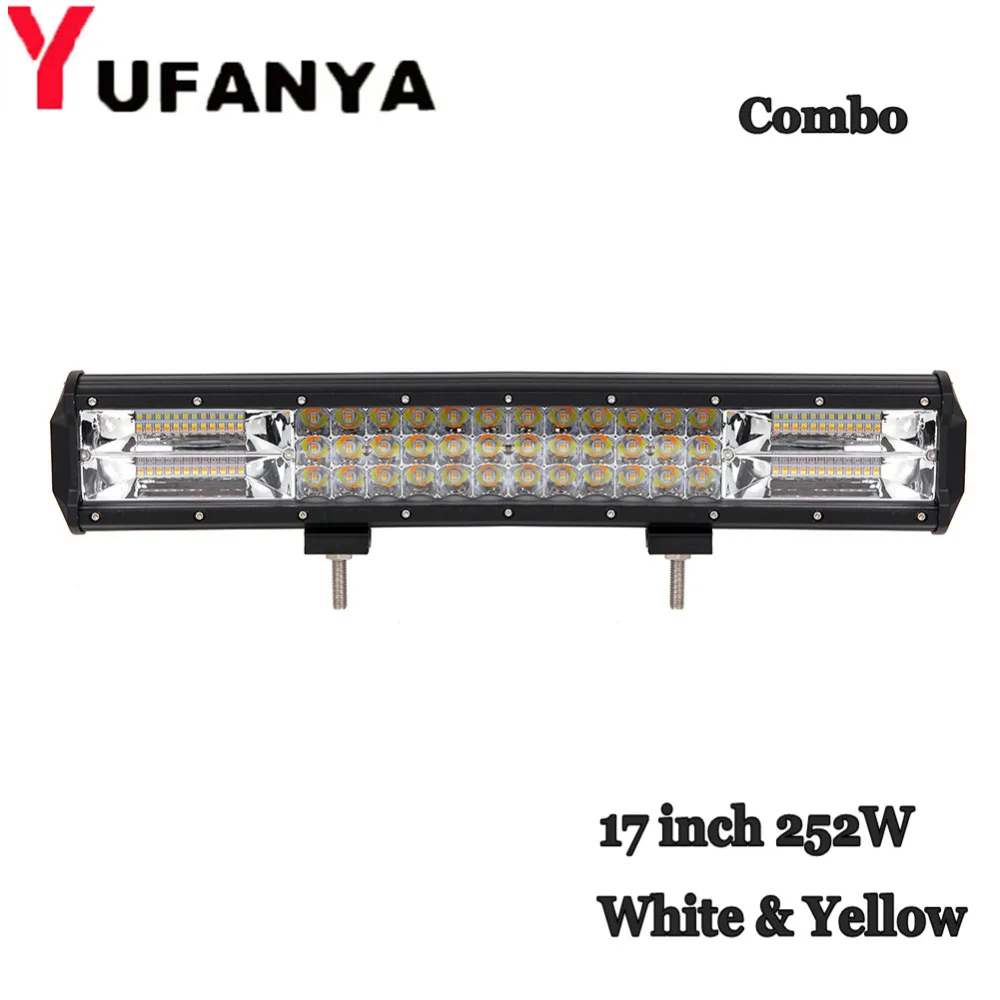 

Led Light Bar work light 12V 24V 17Inch 252W Dual color 4000K/6000K Strobe Bar for Offroad vehicles SUV 4X4 Trailer Trucks