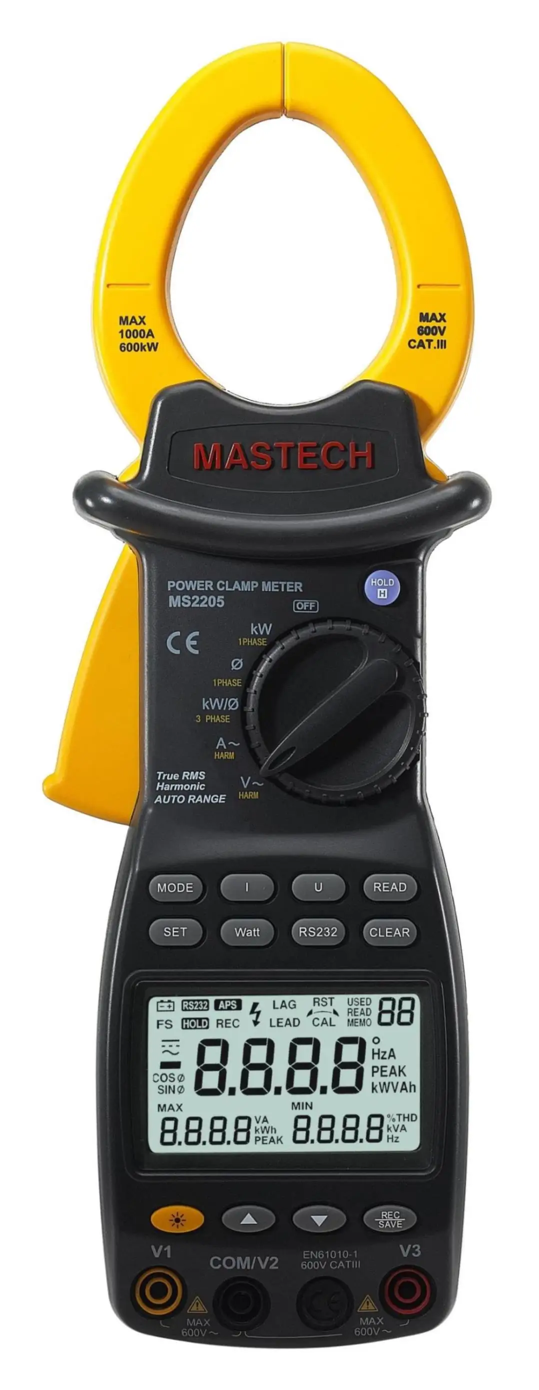 MASTECH MS2205 Digital Power Clamp Meter Three Phase Harmonic Tester