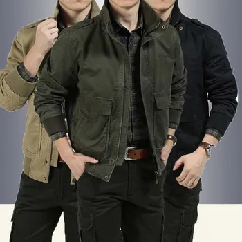 

Autumn Cotton Coat Men's Loose Jackets Men Stand-up Casual Jacket Multipocket Baggy Coats Male Clothes Outerwear Tops Outer