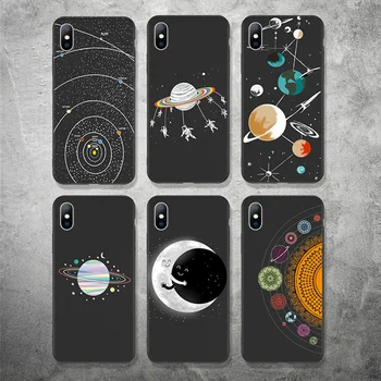 

GTWIN Cartoon Space Moon Spaceship Phone Case For iPhone 6 6s 7 8 Plus X XR XS Max 5 5s SE Soft TPU For iPhone X Phone Back Case