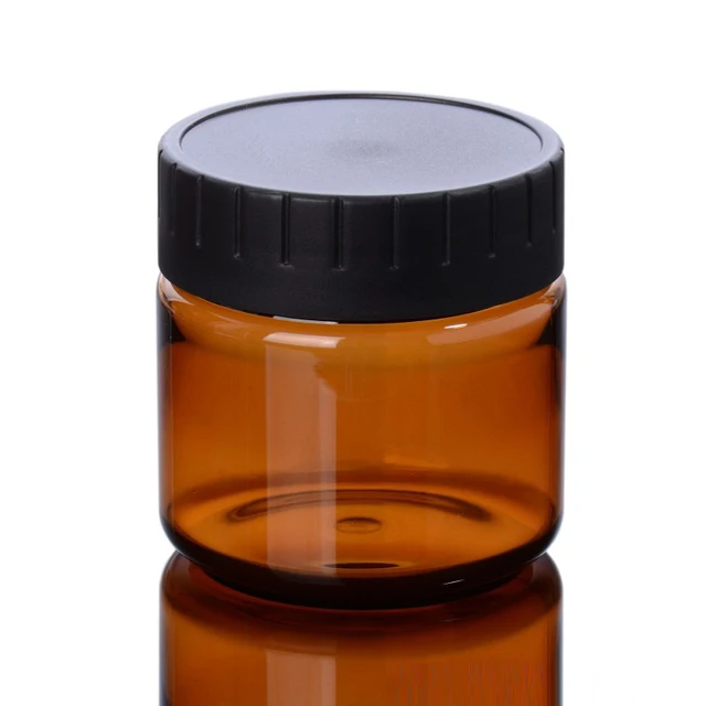 1050pcs 120ML Amber Plastic Jars With Black Lid in Refillable Bottles