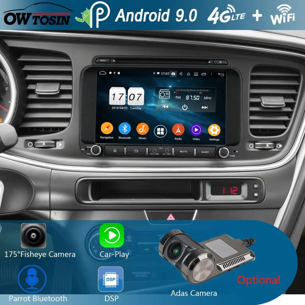 8&quot IPS 1280*720 8 Core 4G RAM+64G ROM Android 9.0 Car DVD Player For Kia OPTIMA K5 2014 2015 DSP Radio GPS Parrot BT Adas | Автомобили