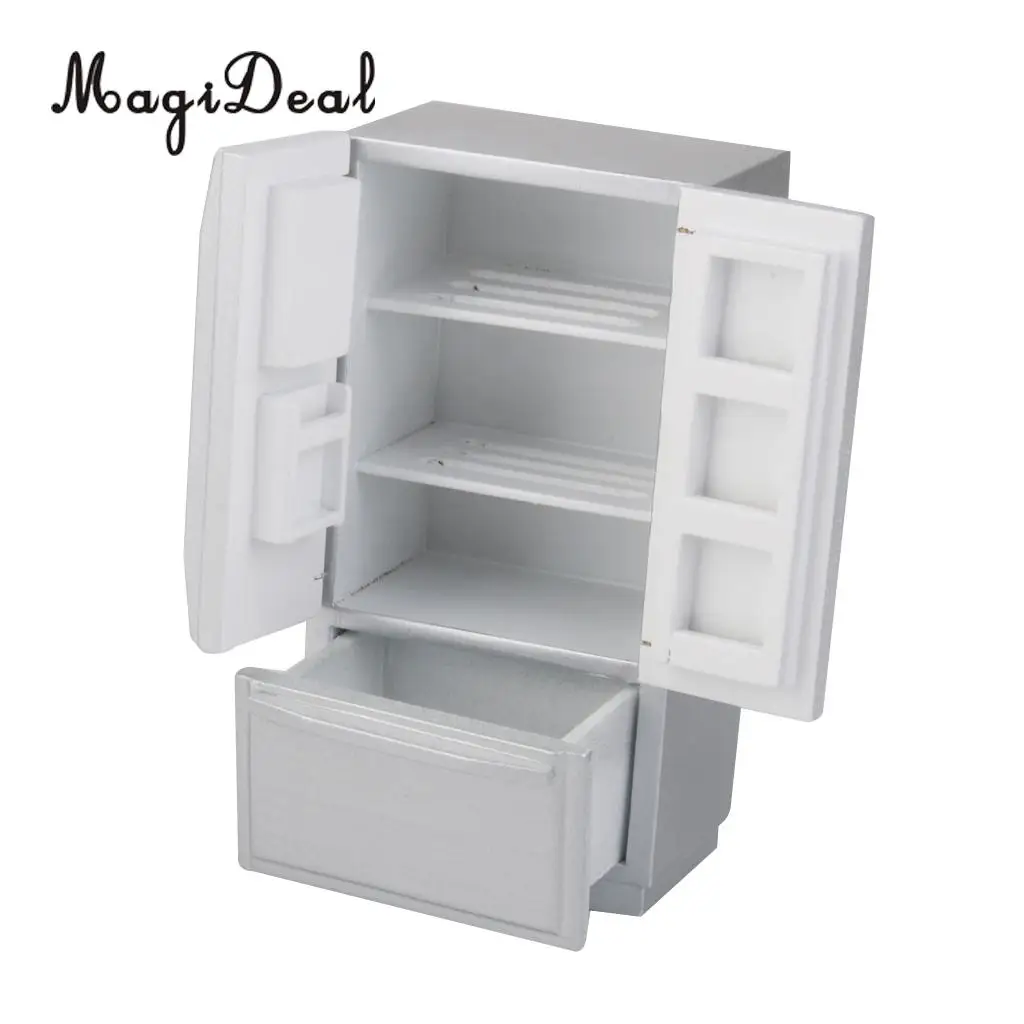 MagiDeal 1 шт. 1:12 кукольный домик миниатюрная мебель холодильник серебро для кухни гостиной Дети ролевые игры игрушки