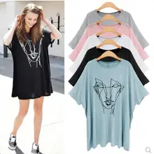 Весенний и летний стильный пуловер Женский Большой размер с принтом короткий рукав Футболка куртка летний костюм летучая мышь рукав футболка