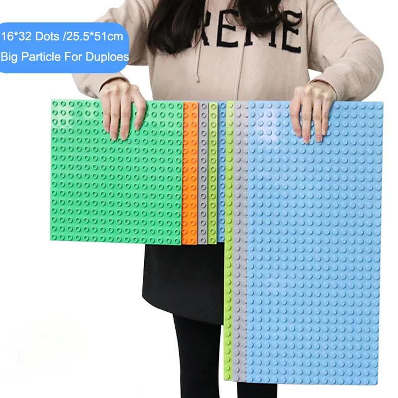 

New Large Particle Brick Baseplate 16*16 & 16*32 Dots Solid Base Plate DIY Toys Compatible LegOINGLYS Duploes Toys For Kids Gift