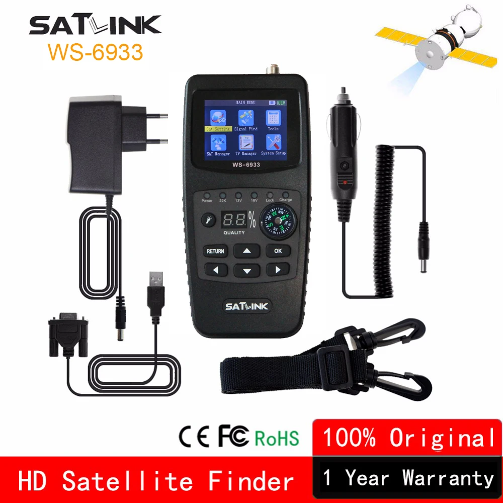 

Original Satlink Satellite Finder DVB-S2 FTA C KU Band Receptor LNB Digital TV Receiver WS-6933 Portugal Spain Sat Finder Meter