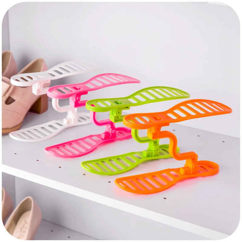 

MQUPIN 4 pairs Detachable double-layer shoe support Space-saving shoe storage rack Portable drying shoe rack creative shoe trees