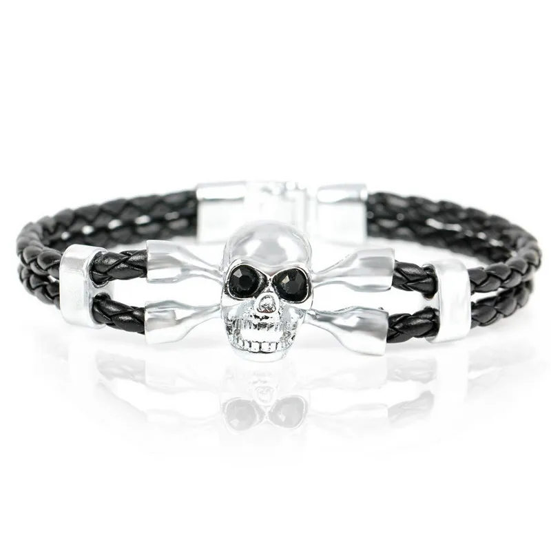 

2017 New Fashion Skull Leather Bracelets For Men High Quality Popular Boys Knighthood Skeleton Casual Charm Bracelets.