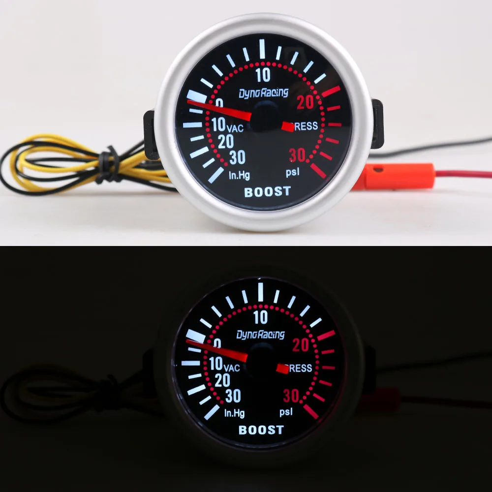 Dynoracing " 52 мм Универсальный 12 В светодиодный датчик дыма 0~ 30Psi Turbo Boost Gauge Meter/Turbo Boost Meter TT101309