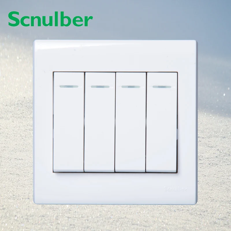 on/off 10A 4 gang 2 way push button luxury wall switch panelin