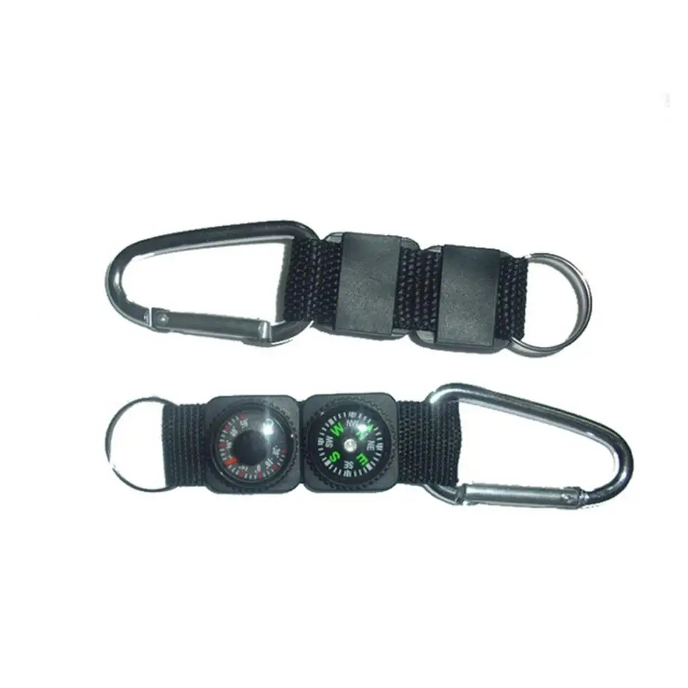 

Outdoor Camping Hiking Mini Carabiner Keychain Compass Thermometer Multipurpose mini gadget survive true utility #25