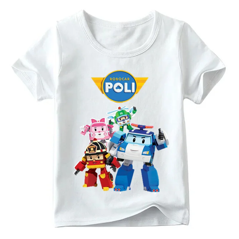 

2019 Children Robocar Poli Cartoon Funny Tshirt Baby Boys/Girls Cute Short Sleeve Summer Tops Kids Clothes,HKP2177