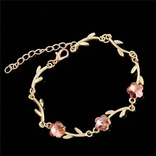 SHUANGR летний Стиль Романтический Сладкий цветок браслет Femme золотой цвет женские свадебные хрустальные браслеты Pulseras Fine Jewelry TH275