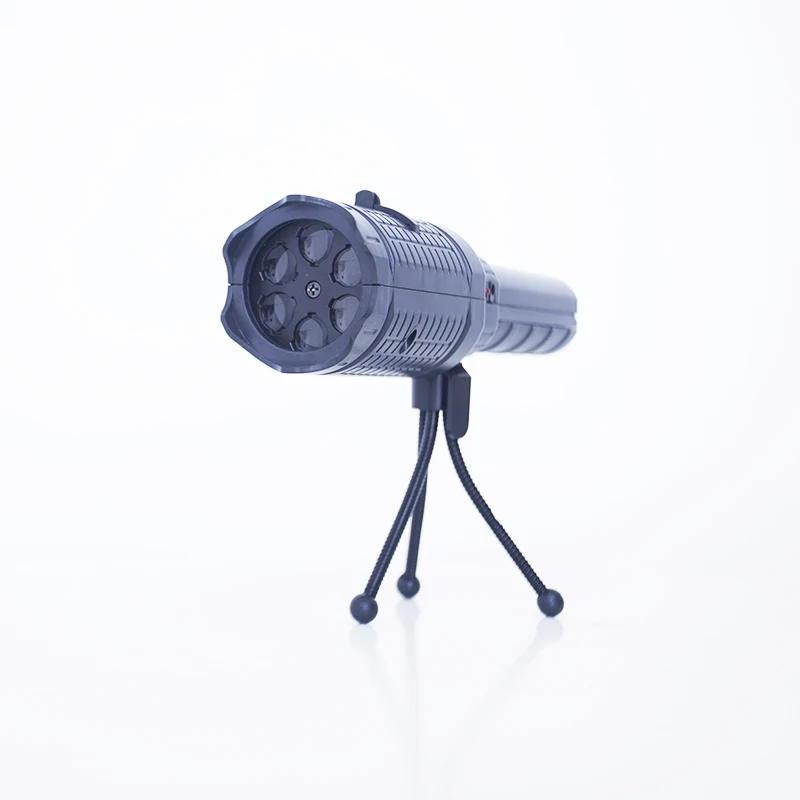 LED Projector Flashlight with 12 Pattern Slides Tripod USB/Battery