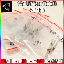 1/2w 0,5 w 2 V-39 V 30 значений Ассортимент Комплект 300 шт. каждый 10 шт. DO-35 кремния плоскостной транзистор зенеровские диоды для подавления переходных скачков напряжения