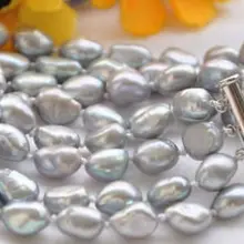 4row 7." 8-9 мм серый пресной воды барокко культивированный жемчуг braceletNoble стиль Природный Изысканные jewe Быстрая