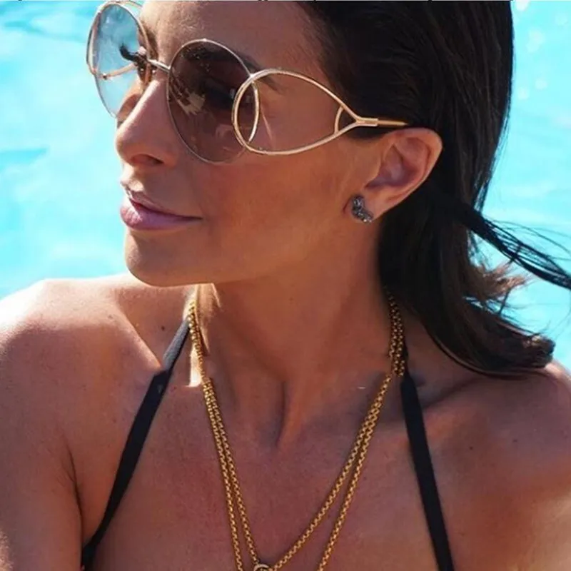 

REALSTAR 2018 Gold Metal Round Sunglasses Women Fashion Brand Designer Vintage Eyewear Sun Glasses Female Shades Oculos S410