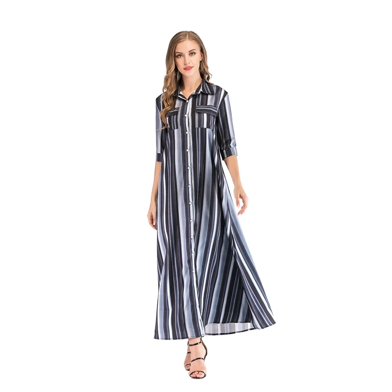 Buy 2018 Women Striped Long Party Dress Maxi Floor