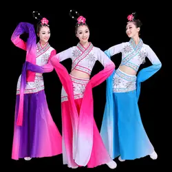 Водяные рукава Древний китайский костюм для женщин ханьфу китайское платье танцевальные костюмы сценический костюм китайское древнее