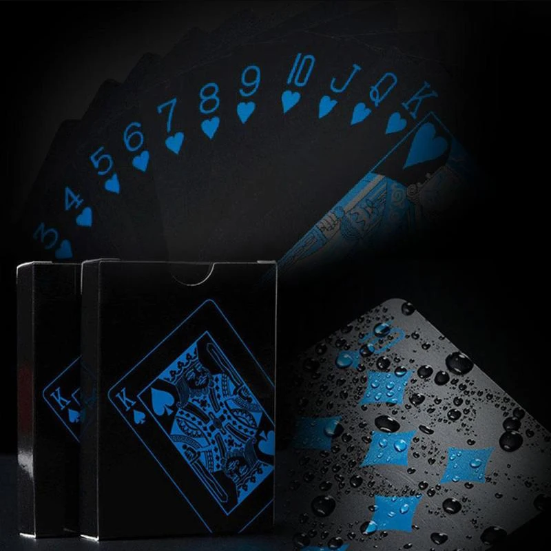 55pcs/deck waterproof plastic pvc playing cards set pure color black