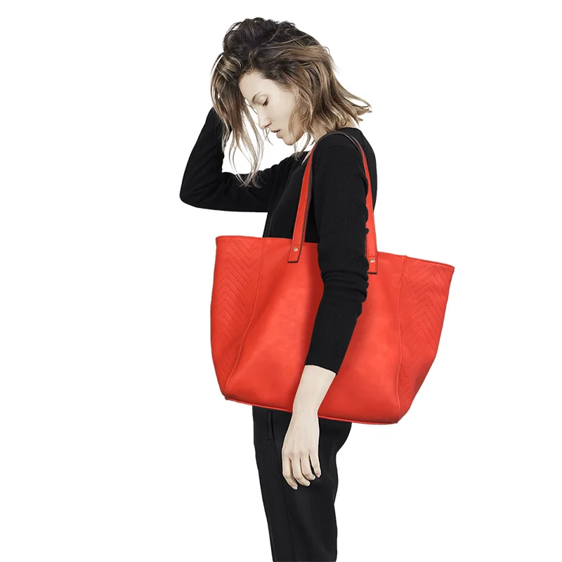 

E.SHUNFA brand new arrival female shoulder bag big solid color shopping bag fashion women handbag red orange blue