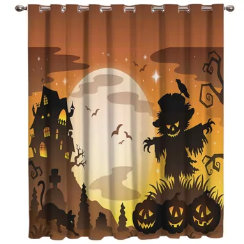 

Halloween Blessing Window Treatments Curtains Valance Room Curtains Large Window Window Blinds Living Room Bathroom Bedroom