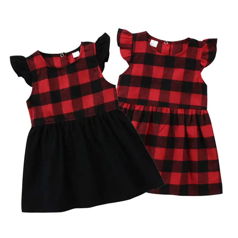 Sleeveless Baby Girl Dress Plaid Summer Toddler Kids Princess Plaids