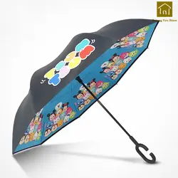 Ветрозащитный Двойной Слои зонтик обратный Творческий Для женщин Зонт мужской солнцезащитный козырек Parapluie Homme пончо Zont зонты от дождя LKV007