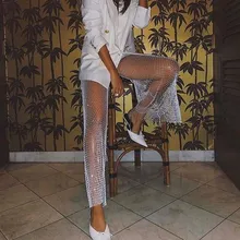 ^^Best Offers 2019 Streetwear Summer Sexy Party Club Pants Solid Women Trousers Mesh Diamond Fishnet Split See Through Pants ^^Best Offers 2019 Streetwear Summer Sexy Party Club Pants Solid Women Trousers Mesh Diamond Fishnet Split See Through Pants