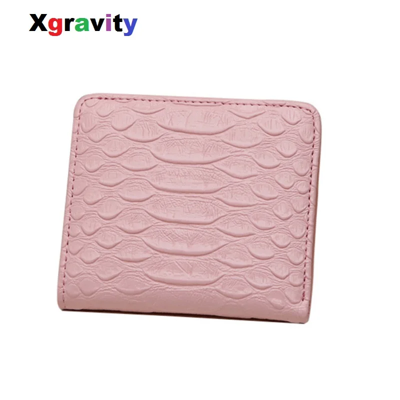 

Xgravity Hot Sales New 2018 Lady Fashion Snakeskin Elegant Woman Wallets Solid Color Design Ladies Fashion Short Purses H005