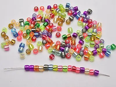 

1000 Mixed Color Silver Foil Acrylic Barrel Mini Pony Bead 4X3mm Kids Craft Kand